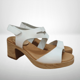 BASTON SANDALIA PIEL TACON CIERRE VELCRO BLANCO