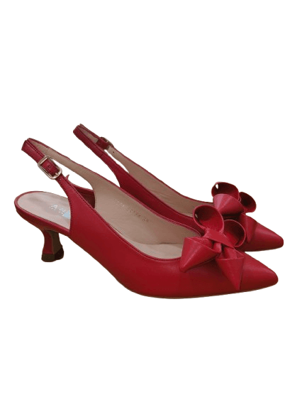 DESTALONADO PIEL TACON BAJO LAZO ROJO