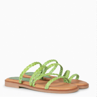 HIDRA SANDALIA PLANA PIEL TRENZADA VERDEAGUA Calzados Quesada (SKU 10134)